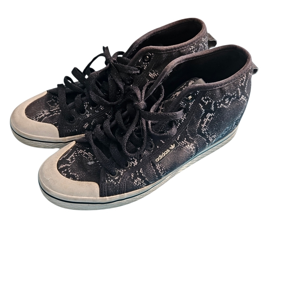 Adidas Women’s Honey Up Black Snake-Print Hidden Wedge Sneakers Size 8